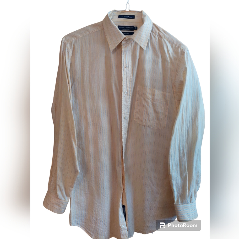 Daniel Cremieux Denis Dress Shirt Long Sleeve 16/33 Yellow Blue Maroon Stripe